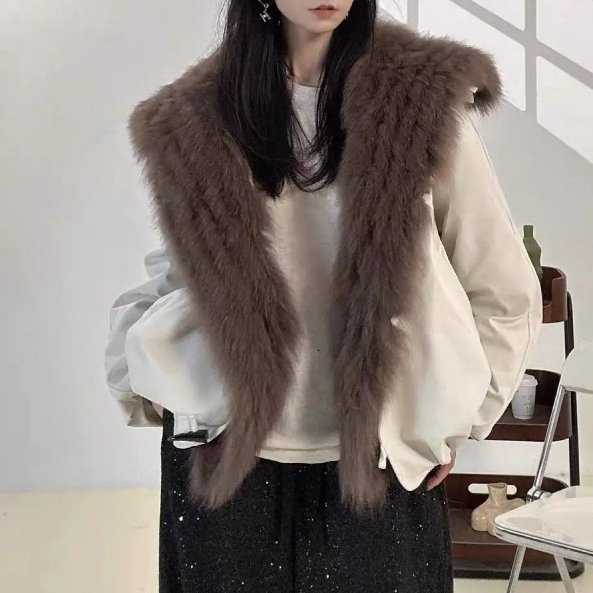 

Women's Ultra-Size Navy Collar down Jaet ort Parka Coat with Inner Liner New Autumn Winter Faion Outerwear