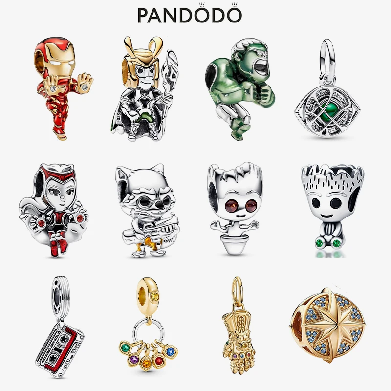 Marvel series Spiderman Charm Beads Fits Pandora Original Bracelet Couple Style 925 Silver Pendant Bead Jewelry 2023 Hot Sale