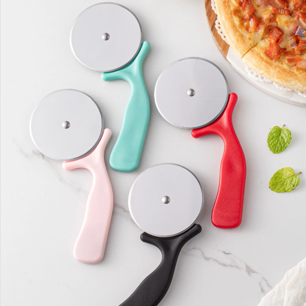 1PC Plastic Handle Small Cake Maker Circular Stainless Steel Pizza Wheel Cutter Roller Cake Maker