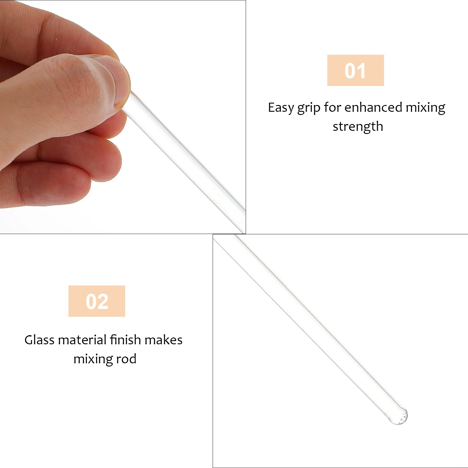 

6 Pcs Educational Supply Honey Mixing Stick Labs Glass Stirring Rod School Solid Experiment