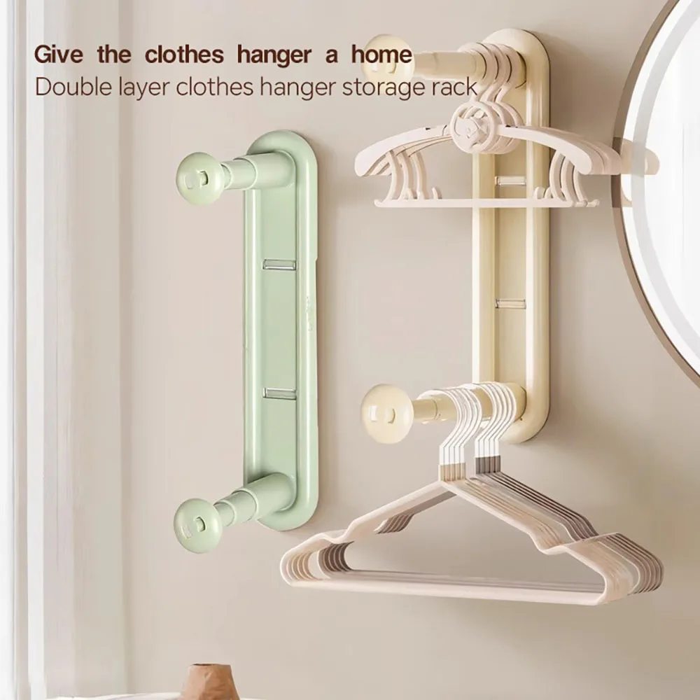 Colgador de ropa para balcón, estante de almacenamiento mágico montado en la pared extensible para ropa, estante de almacenamiento multifuncional de Material plástico ﻿