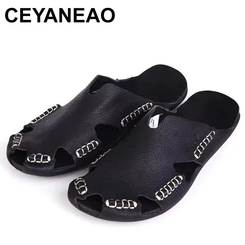 

2025 Women's Sandals Genuine Leather Gladiator Sandals Women's Summer Shoes Beach Slides Female Footwear