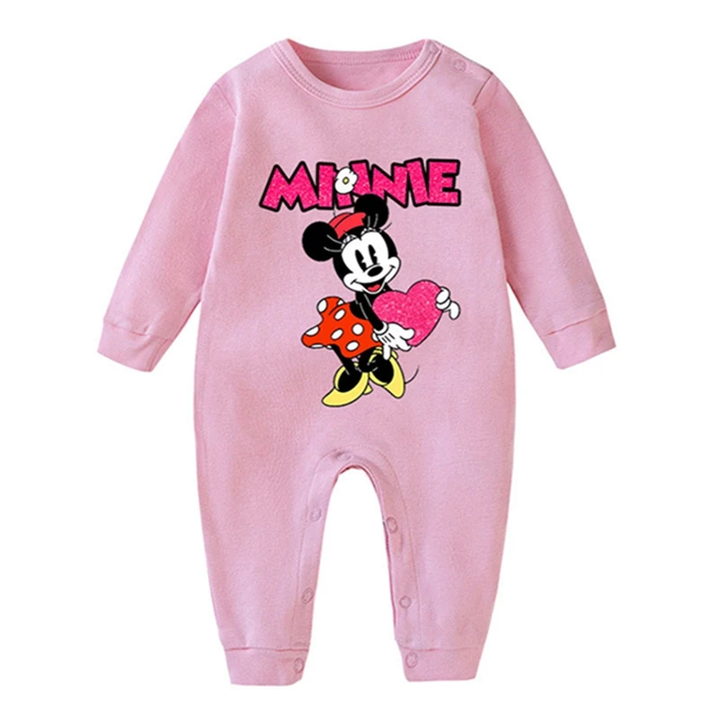 Baby Girls Rompers Cartoon Disney Minnie Mouse Newborn Baby Clothes Toddler Infant Cotton Clothes For Kids Boys Outfits Tops Red