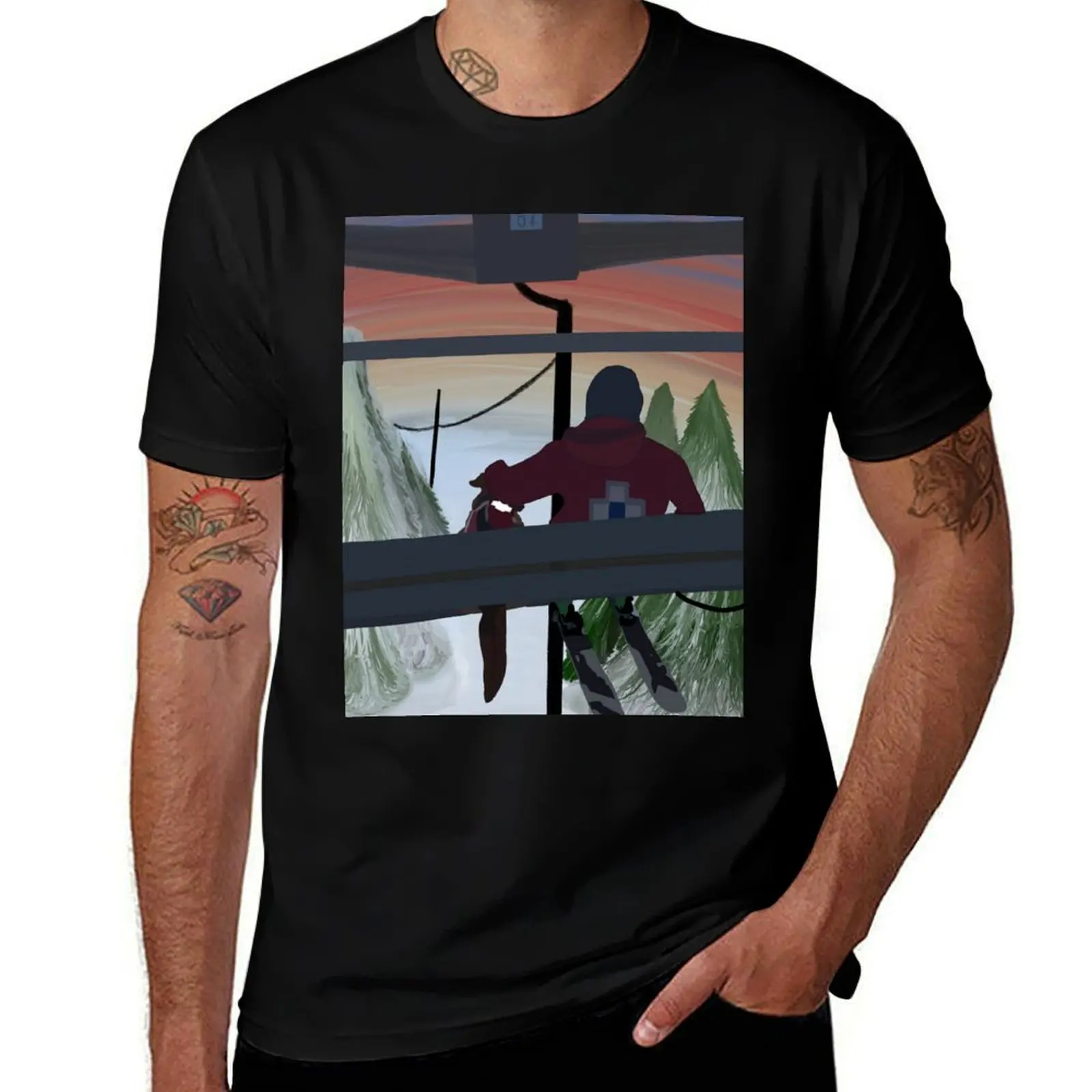 Skiing with your best friend T-Shirt All Match Print Short Sleeve Top