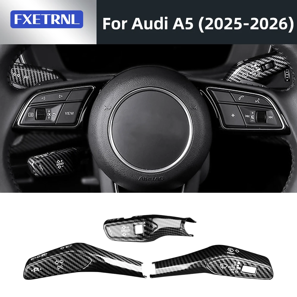 

Для Audi A5 2025-2026: Комплект из 3 накладок на руль, стеклоочиститель и круиз-контроль, с карбоновым узором, аксессуары для интерьера