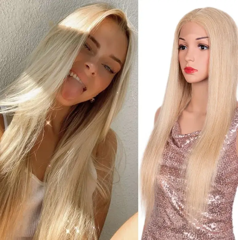 Rosabeauty 13x6 Blonde 613 HD Transparent Straight Lace Front Human Hair Wigs Glueless 13X4 Frontal Wig Preplucked 250% 40Inch