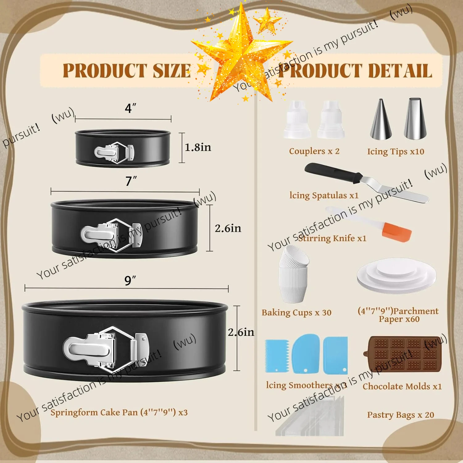 ZOCI-131-piece Set of Non-stick Lock Cake Baking Pan Set, Chocolate Mold, Baking Tool,piping Nozzle, Silicone Oil Paper