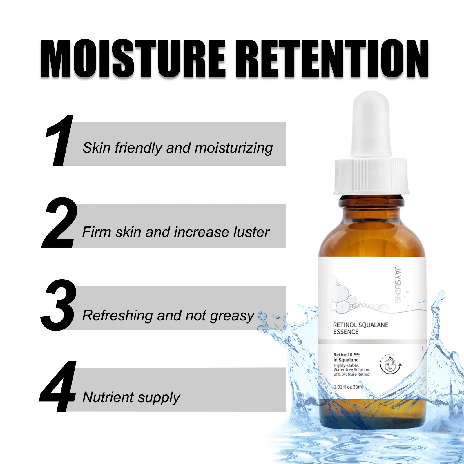 30ml retinol 0.5% soro de squalano remove rugas e embotamento de manchas hidrata iluminando tez endurecimento soro facial cuidados com a pele