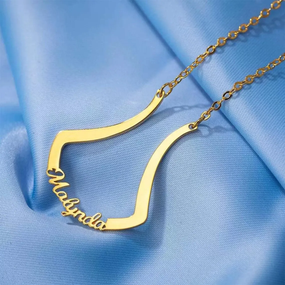 Benutzerdefinierte Ehering Halter Halskette Silber Ring Keeper Halskette Namensanhänger Edelstahl Charm Halskette Paare Geschenke