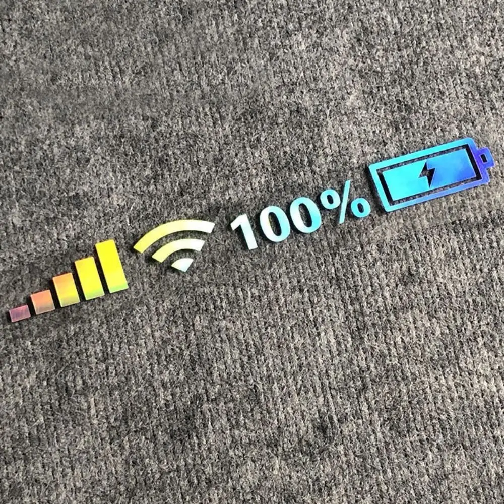 Personality Car Battery Light Sticker Luminous White 100% Wifi Battery Level Signal Reflective Laser