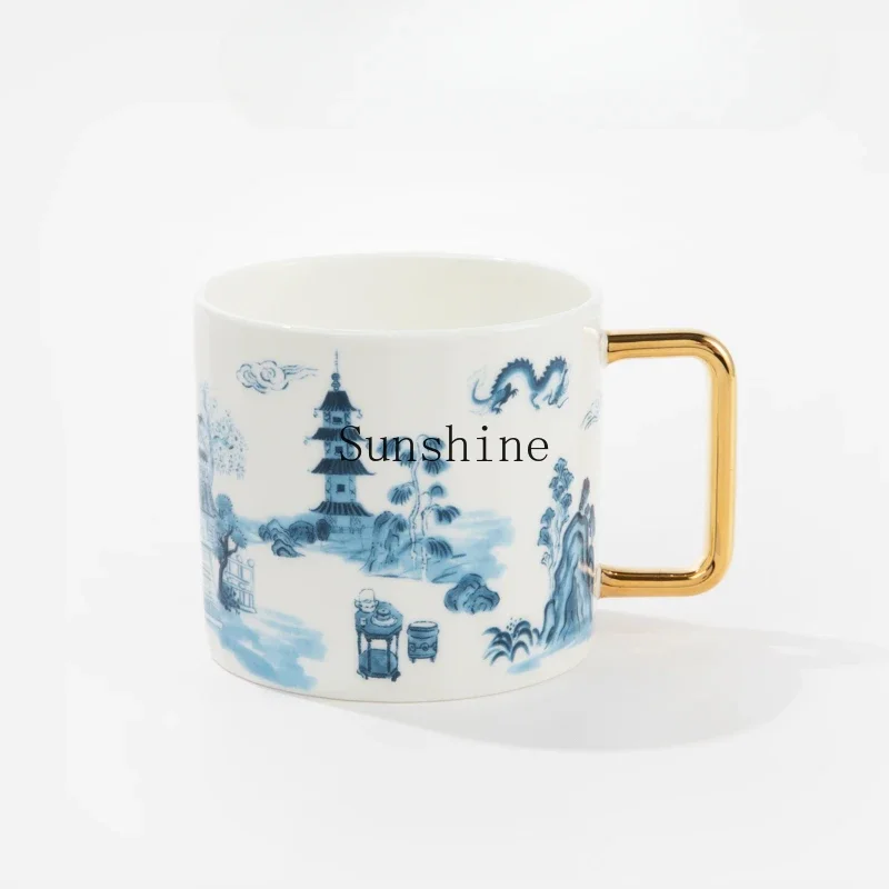 Osmanthus oolong mug blue and white porcelain version birthday gift