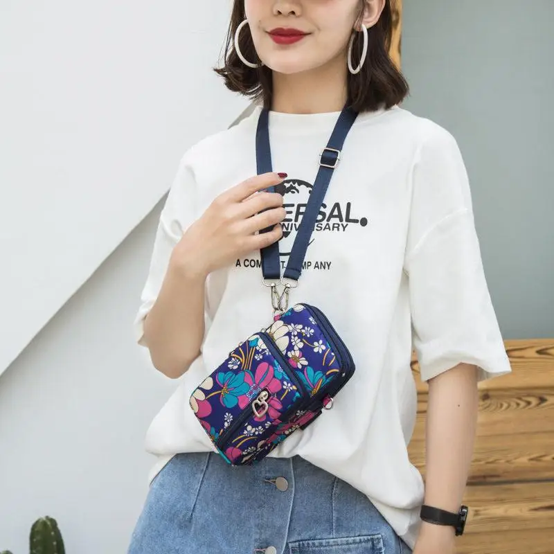 Elderly Neck Strap Mobile Phone Bag Walking Crossbody Handbag Small Change Purse Women's Functional Bag ABEYINUOR Love Beige