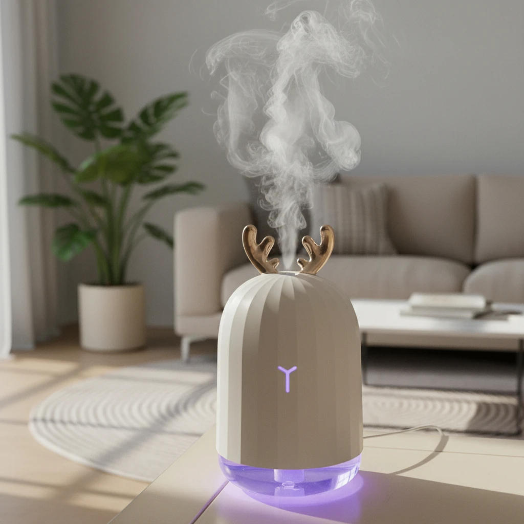 

Mini Diffuser Portable deer humidifier with color LED lights, automatic shutdown, ultra quiet, suitable for sleep and relaxation