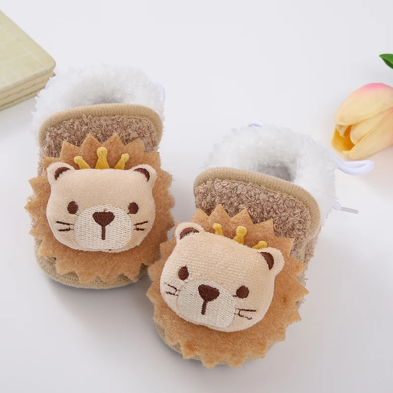 Newborn Winter Baby Boots Shoes Cute Cartoon Boy Girl Toddler Plush Snow Booties Warm Infant Crib Shoes First Walkers