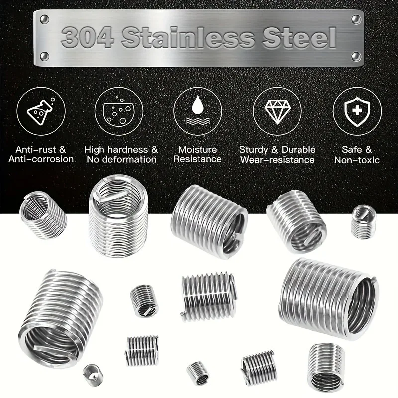 Picture 6: 60pcs Stainless Steel Thread Repair Kit M3 to M12 Sizes Durable Metal Fasteners for Restoring Damaged Threads Full Coverage