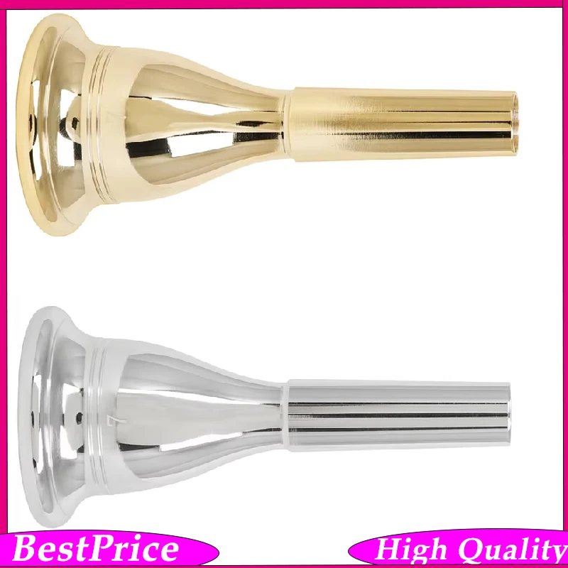 Boquilla para Tuba Bajo, Accesorios para Instrumentos de Viento, Boquilla Grande para Trompa, Piezas de Repuesto Musicales Plateadas y Doradas
