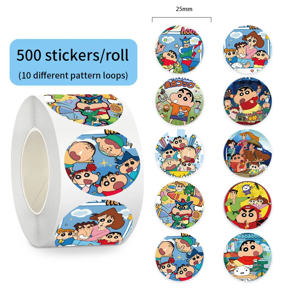 

500pcs/Roll Crayon Shin-chan Roll Graffiti Stickers Suitcase Laptop Computer Guitar Decoration DIY Classics Kids Toys Gifts