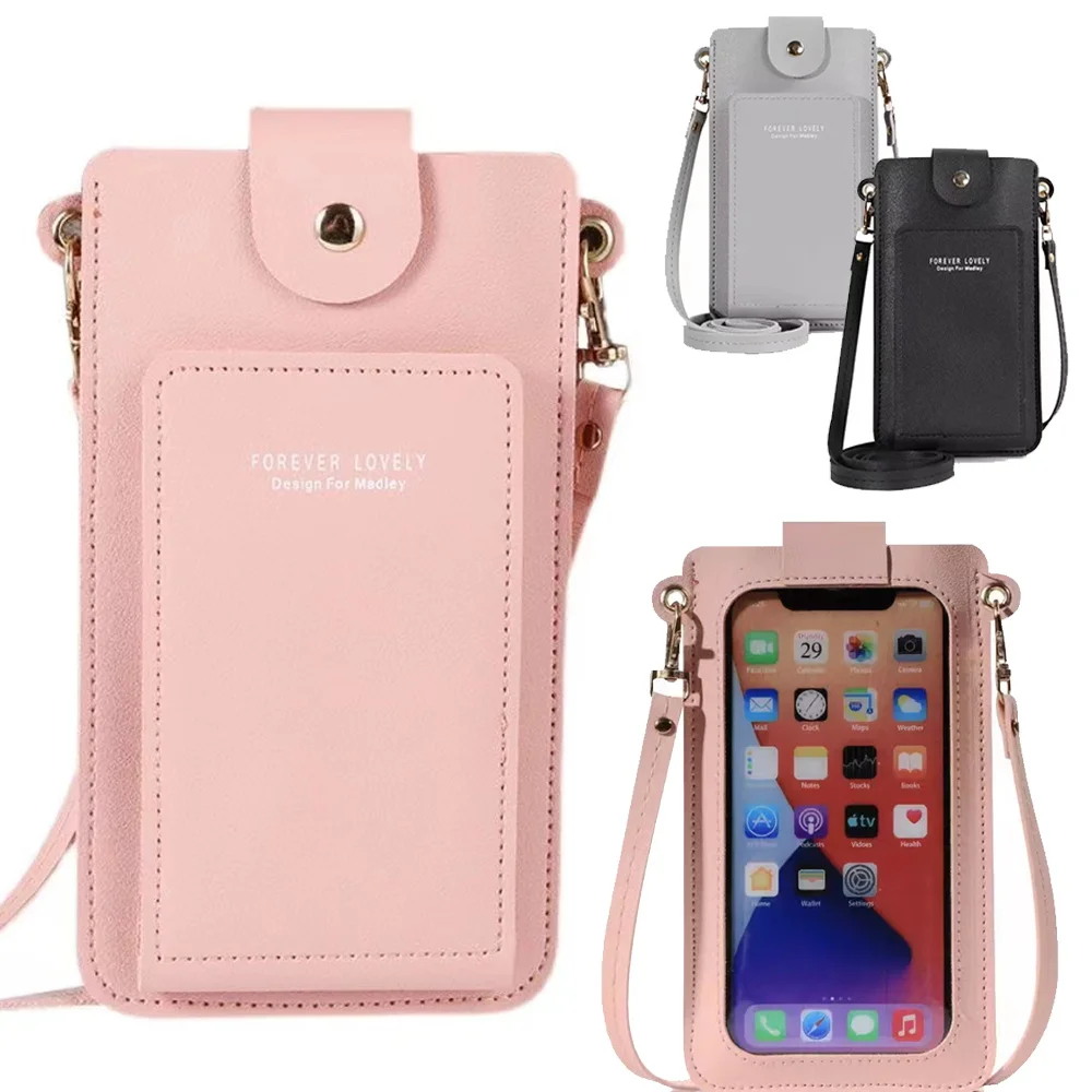 Women Phone Bag Universal IPhone 13 12 11 Pro Max XS 6 6S 7 8/Samsung A3 Case Girl PU Leather Handbag Crossbody Phone Bag Purse