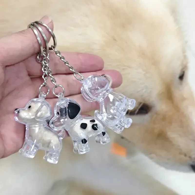 犬の毛収納ボックスキーリング子犬の毛メモリアル記念品カプセルペットの犬の毛皮コンテナ透明カプセルキーホルダーお土産