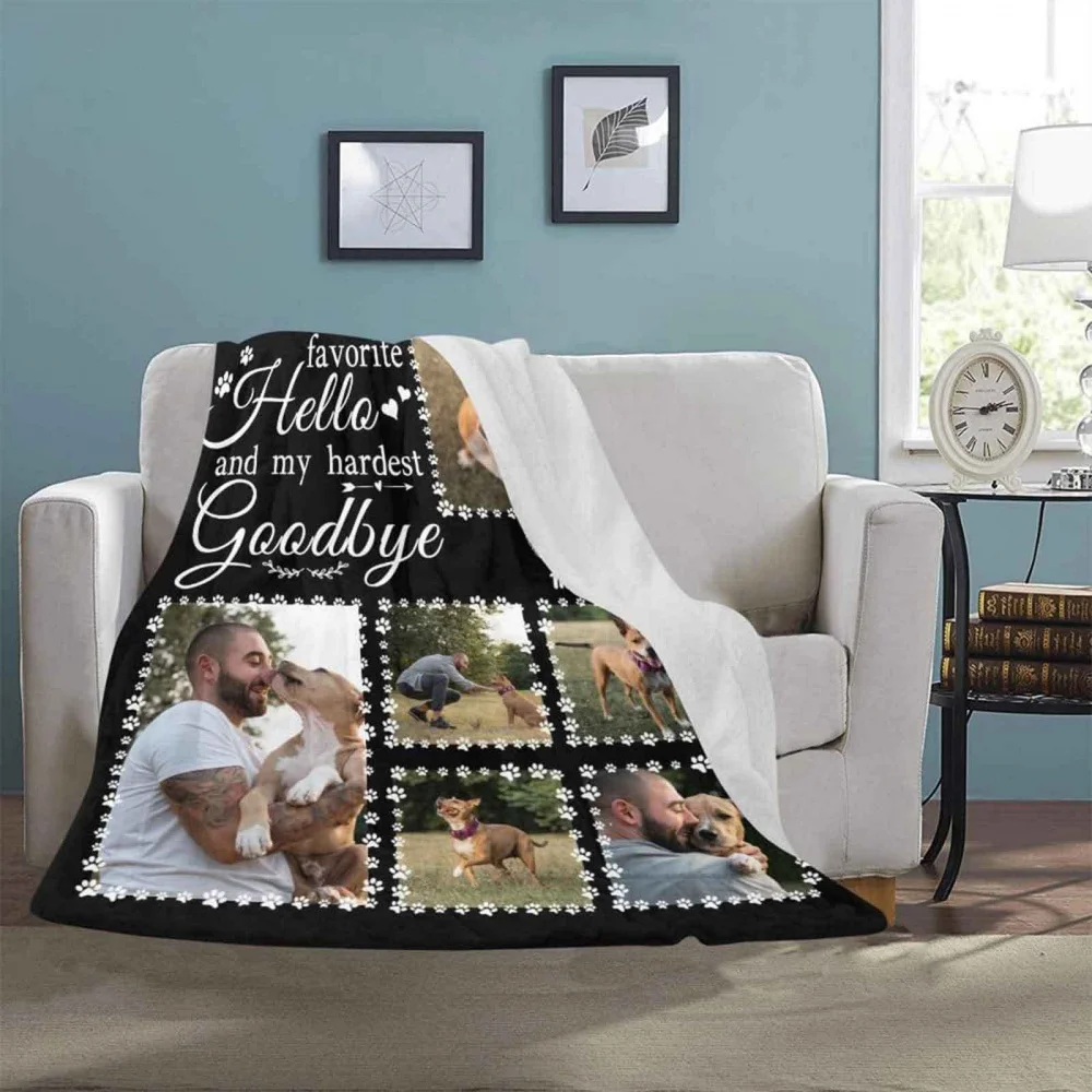 1 قطعة بطانية صور الحيوانات الأليفة الشخصية |   هدايا تذكارية مخصصة للحيوانات الأليفة لخسارة هدايا التعاطف للحيوانات الأليفة لأمي الكلب والأب