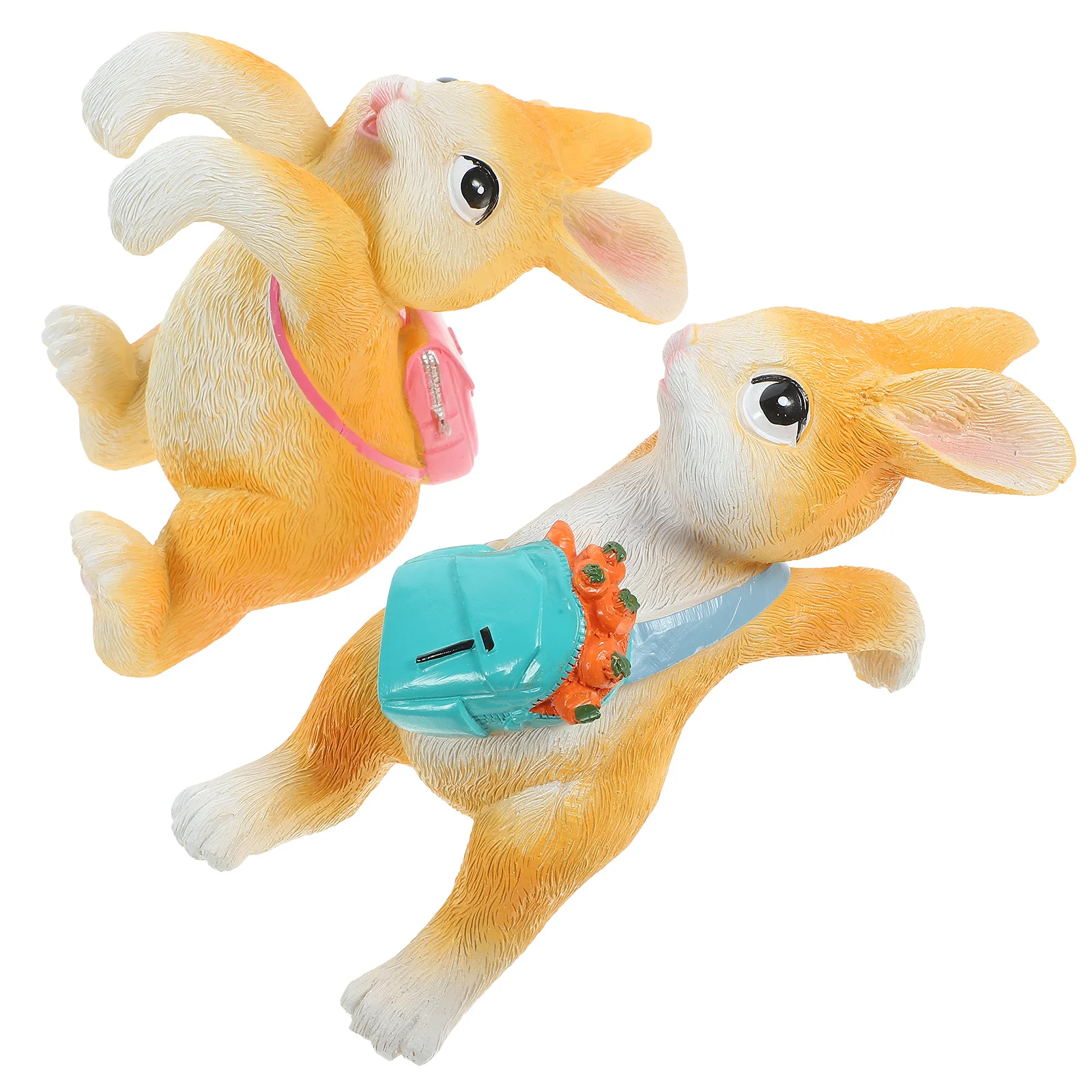 

2pcs Hanging Rabbit Flowerpot Ornament Resin Garden Decor For Lawn Fence Fish Tank Display Miniature Animal Statue Potted Plant
