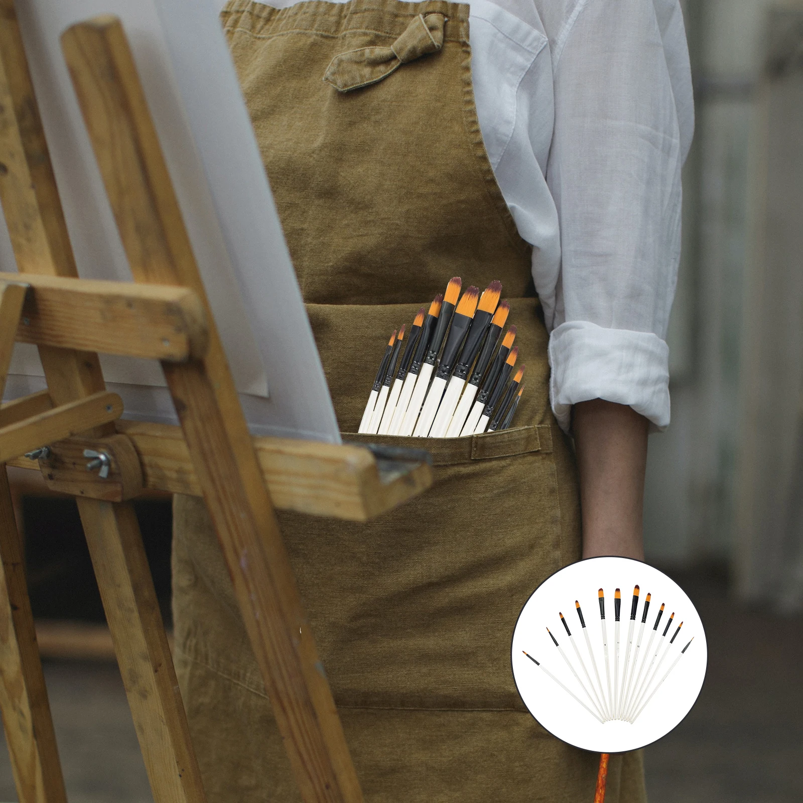 

12pcs Watercolor Brush Set Portable Nylon Art Painting Brushes For Kids School Diy Practice Gouache Oil Acrylic Supplies