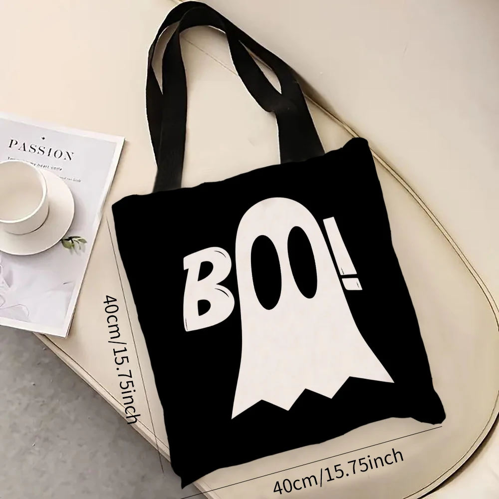 

Halloween Ghost Pumpkin Head Women Foldable Eco Handbag Shopping Office Tote Bag Eco Reusable Casual Bag 7.3