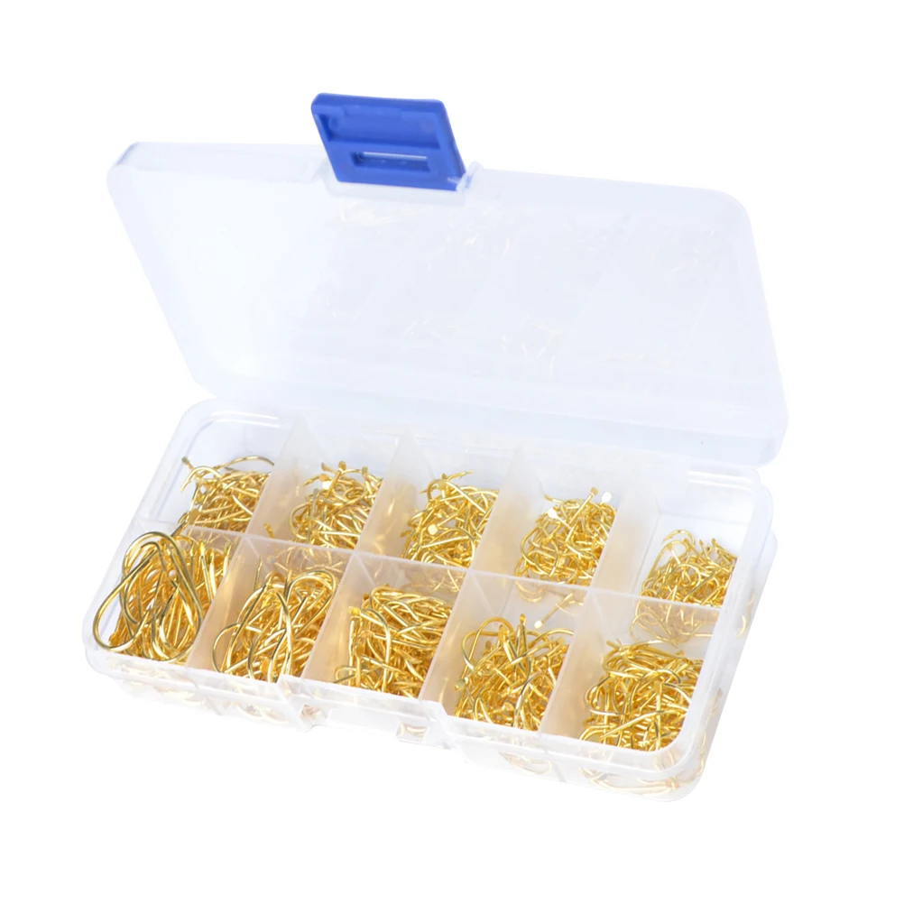 

1 Box Durable Lightweight Fishing Hook Portable Outdoor Easy Use Golden Fishhook Fishing Supplies Tools Accessories