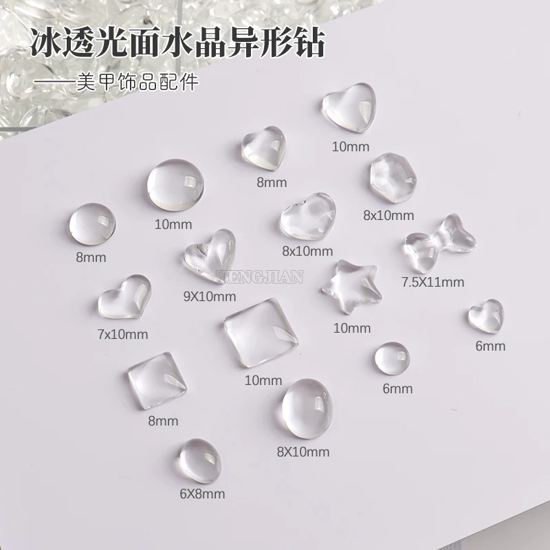 Transparent Crystal Color Flat Back Mix Shape Glass Nail Art Rhinestone 3D DIY Manicure Decoration Stone 30/100PCS