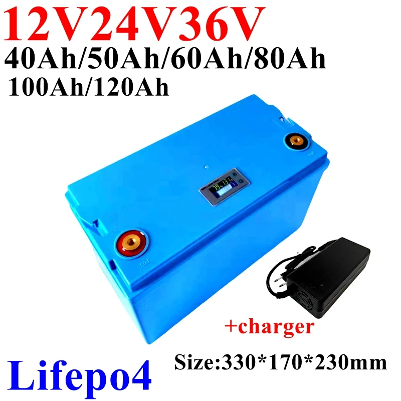 

Lifepo4 Battery 12V 24V 36V 40Ah 50Ah 60Ah 80Ah 100Ah With Bms For Solar Rv Motorhome Boat