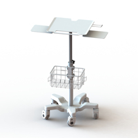 Height Adjustable Laptop Computer Mobile Medical Trolley Cart With Scanner Stand And Double Mouse Activity Board