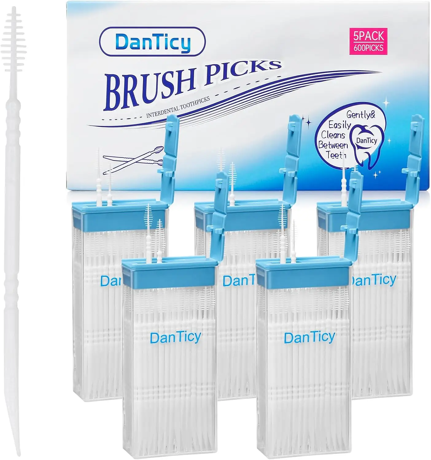 

Interdental Toothpicks,Soft Bristle Dental Floss Picks Toothpicks,Helps Removes Plaque and Debris Between Your Teeth 600PCS (Pac