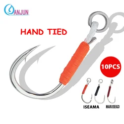 ISEAMA/MARUSEIGO Assist Hook Solid Ring JigLure Jigging Fishjig Double Pair Barbed Assist Hooks Pesca Peche Fishing Slow Jig