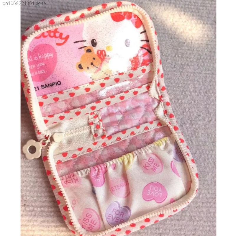 Sanrio Hello Kitty wielofunkcyjna Mini kwadratowa torba damska portfel przezroczyste ruchome karta z motywem etui Y2k portfel dziecięcy
