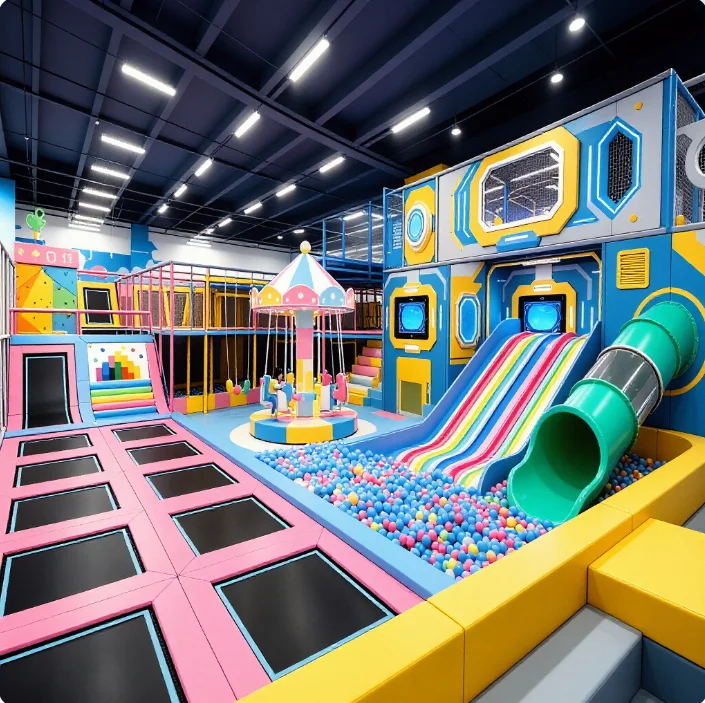 Kids Toys Zone - Indoor Playground Trampoline, Vibrant Children's Toy,