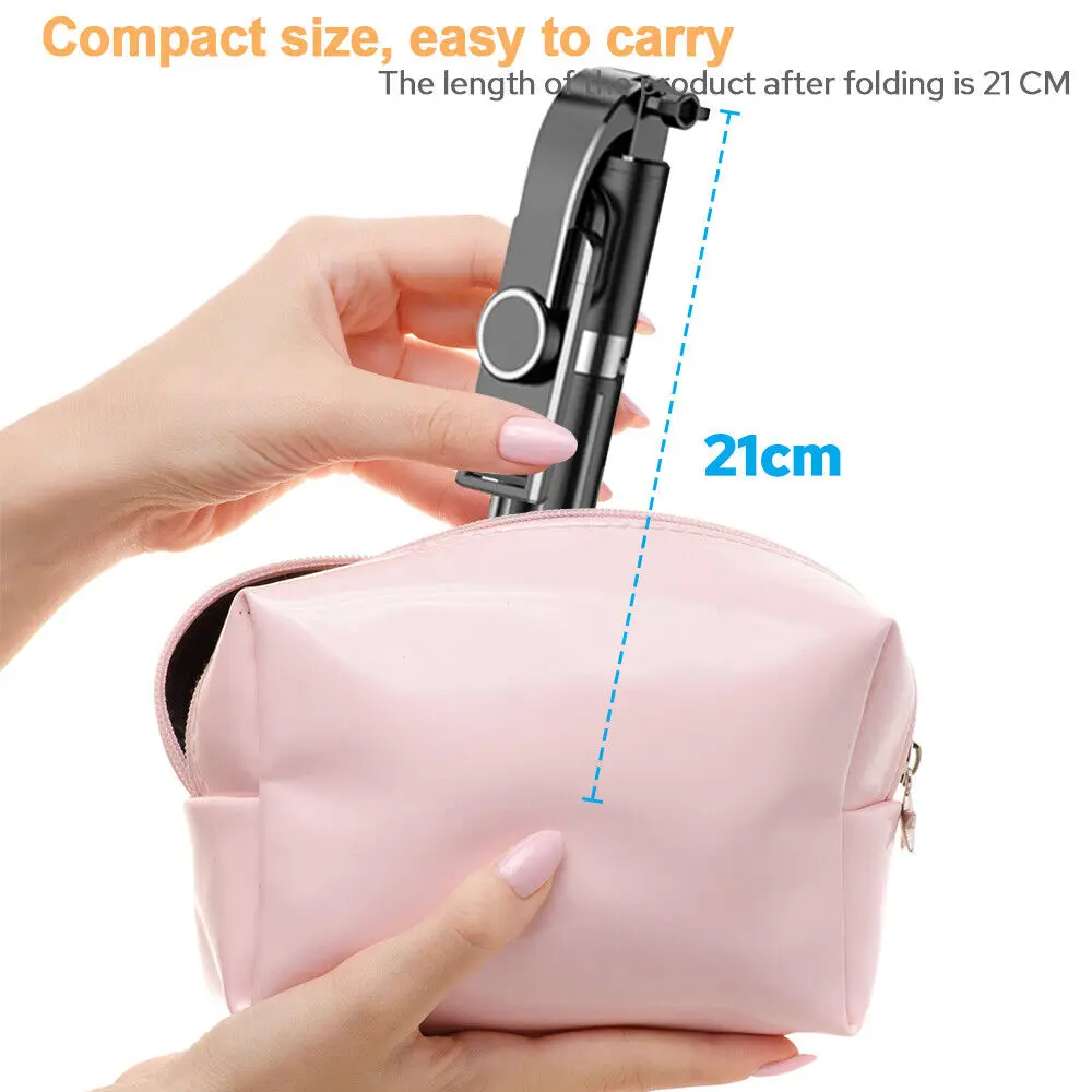 LISCN Bluetooth Wireless Selfie Stick with Remote Shutter LED Fill Light Portable Retractable Foldable Phone Stand Holder Tripod