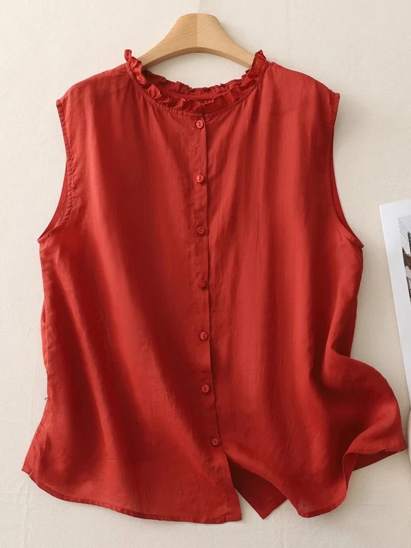 루즈핏 린넨 슬리브리스 여성 여름 신상 투웨이 헴프 베스트 빈티지 출퇴근 스타일