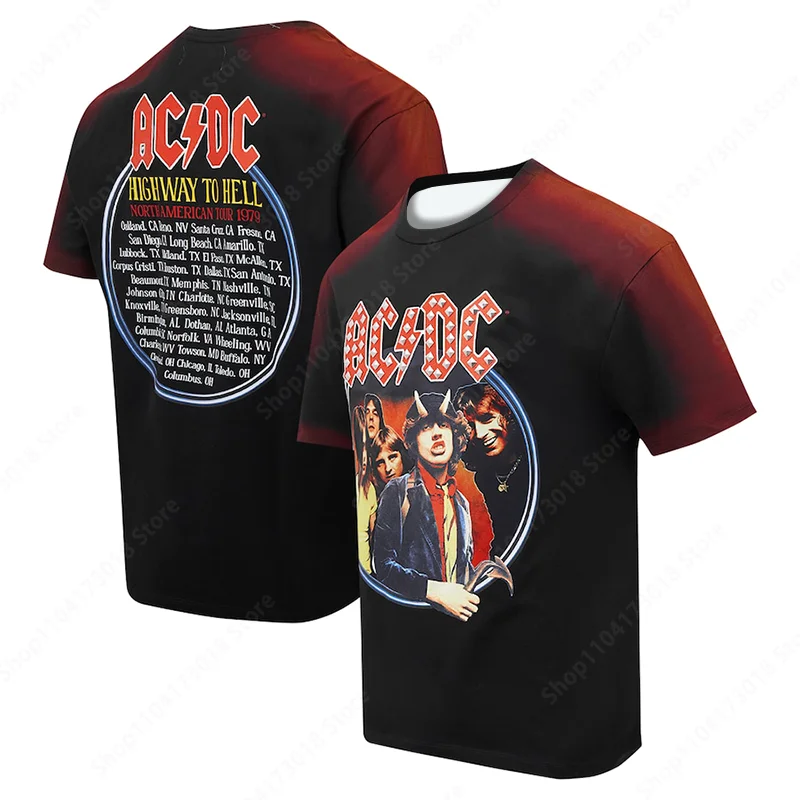 Men Women Round Neck Short Sleeved T-shirts AC/DC 3D Printed Shirts Pop Rock Street Casual Tops New Summer Fashion