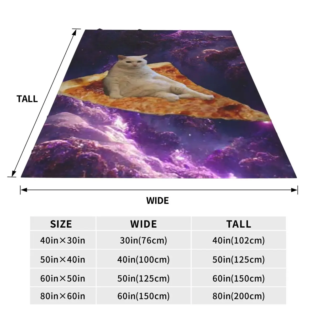 Space Pizza Cat Meme Blankets Soft Warm Flannel Throw Blanket Bedspread for Bed Travel Home Sofa