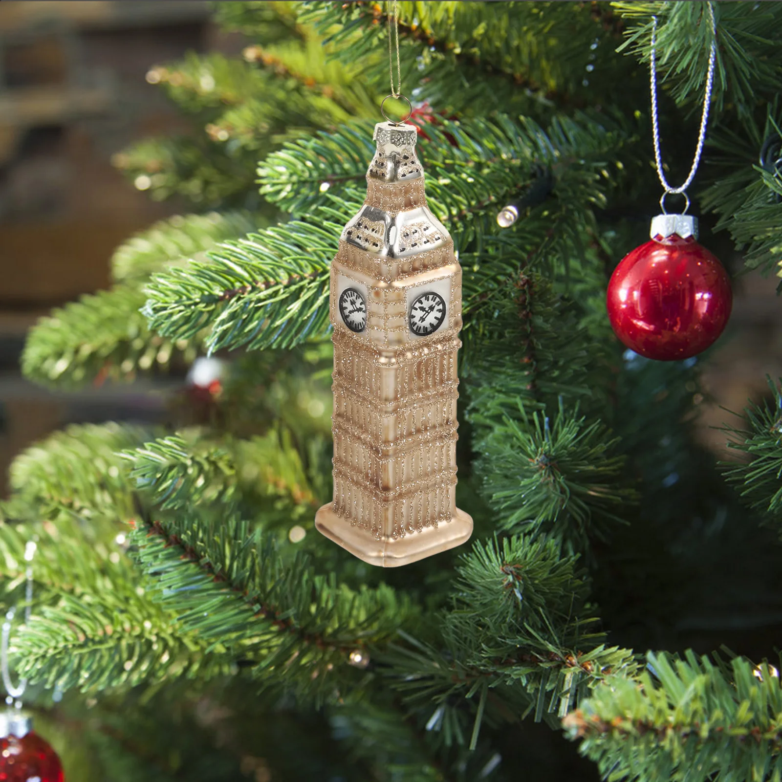 Grand ornement créatif en verre, pendentif pour arbre de noël, décoration de maison, salon, chambre à coucher, décor d'étude, horloge rétro, tour Design