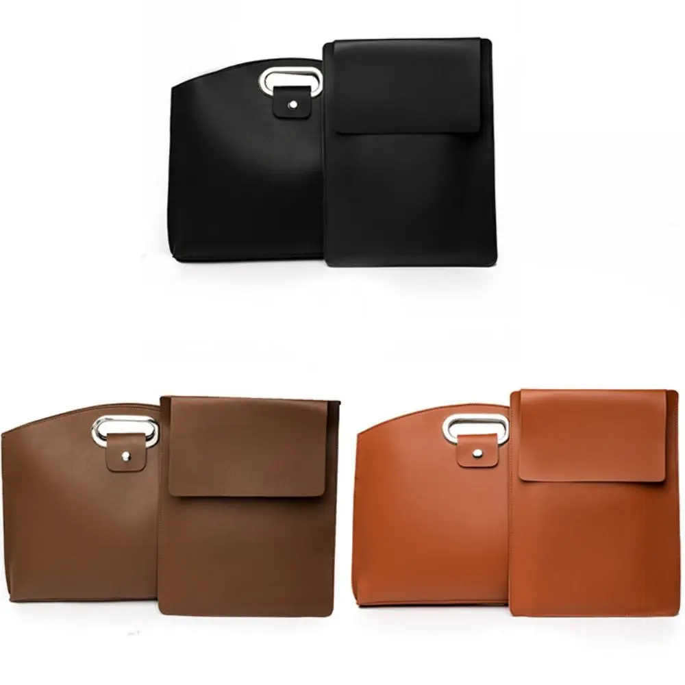 Casual PU Office Document Tote Bag Large Capacity Laptop Bag File Bag Handbag Solid Color Computer Bag Outdoor