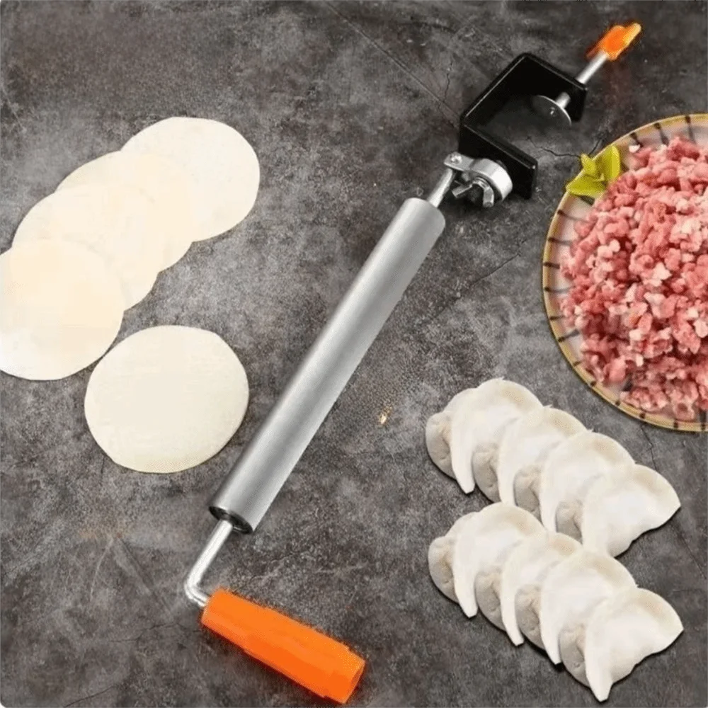 Non-Stick Stainless Steel Rolling Pin Smooth Surface 360 Degree Rotating Dough Roller Labor-saving Single Handed Pasta Maker