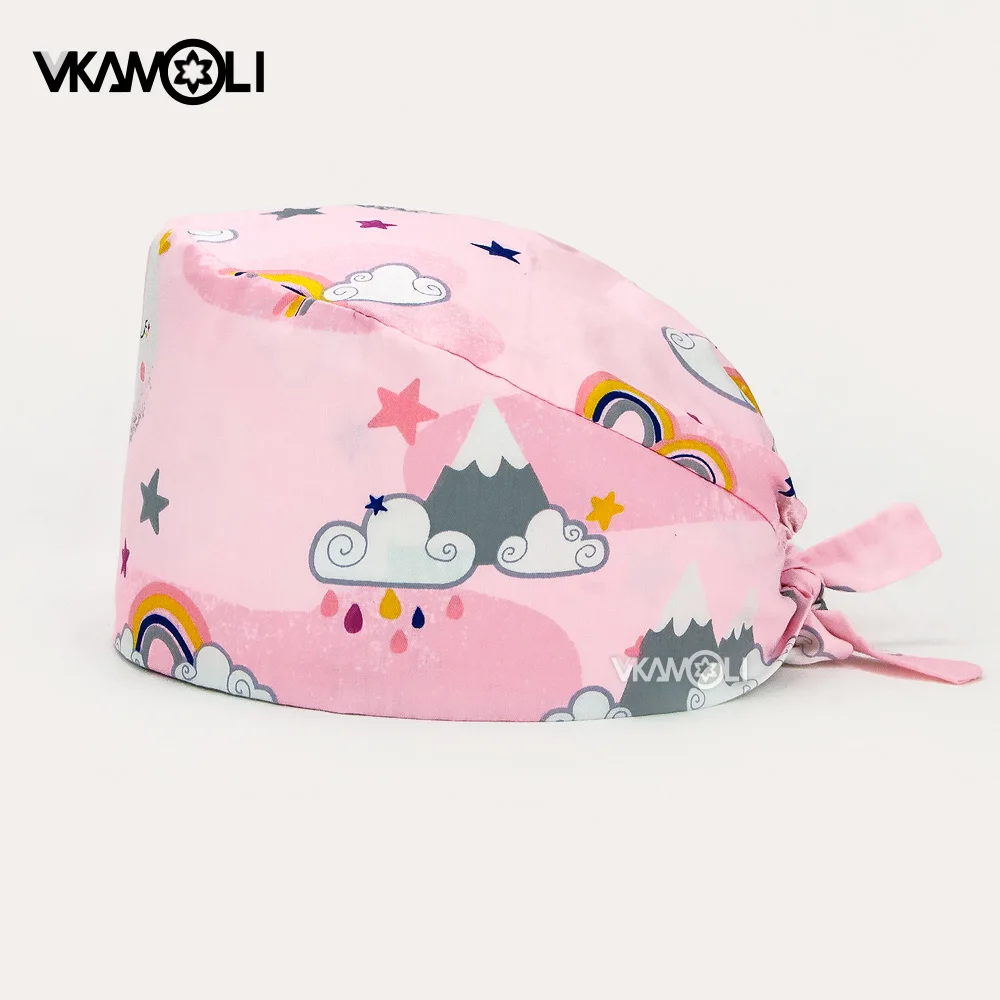 Women and men Cotton Bandage Adjustable Scrub Cap Sweatband Bouffant Hat Men laboratory work hat pet shop hat gorro enfermera