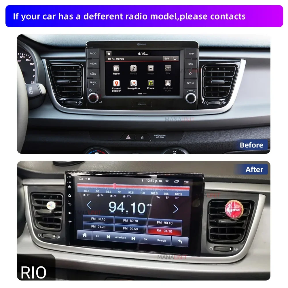 Lettore multimediale per Auto per KIA Rio 2017-2020,Carplay,Android Auto,Radio,Video, navigazione, GPS, Stereo DVD, unità principale, DSP,ADAS,AM,BT5