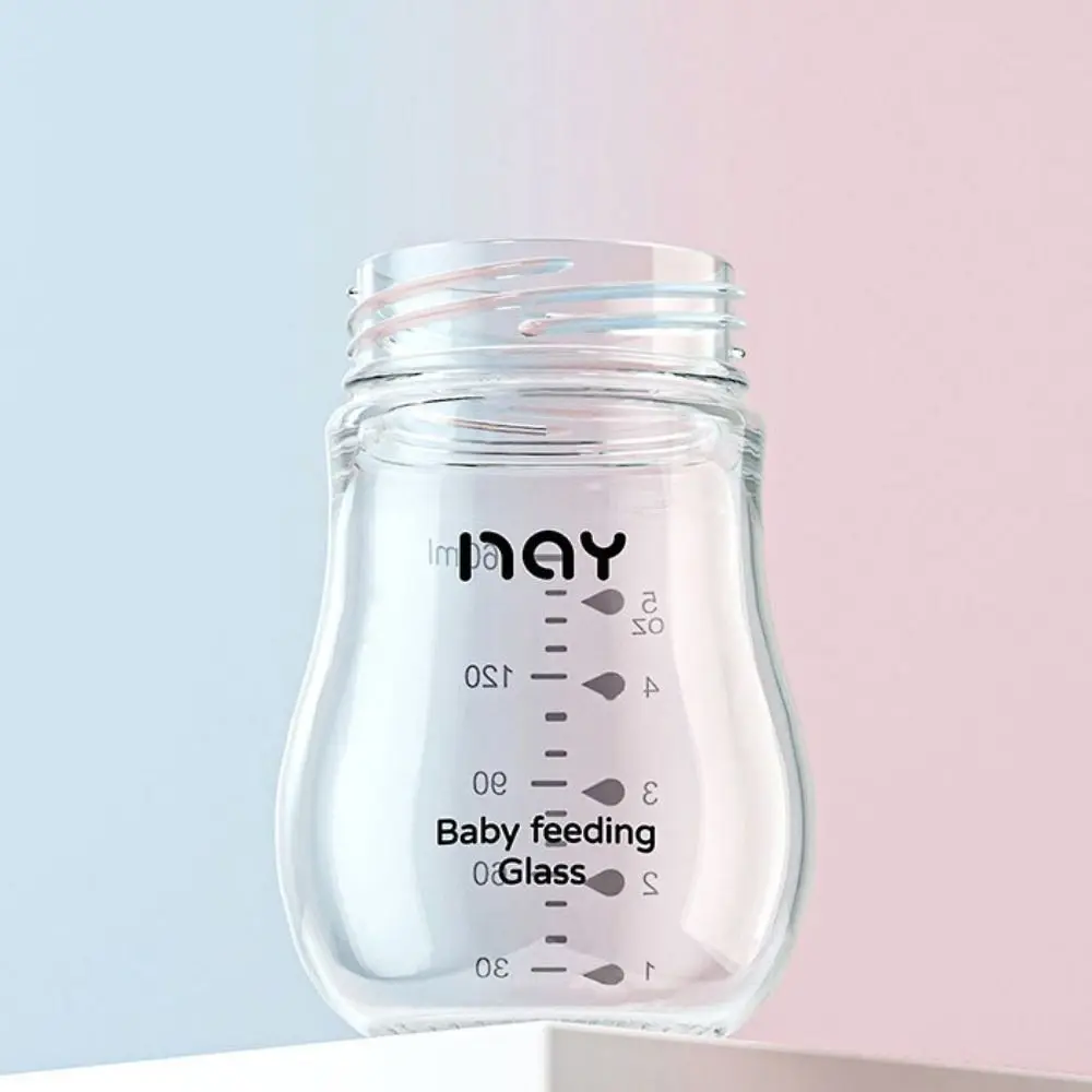 Glass Baby Bottle Anti Choking Anti-flatulence Newborn Feeding Bottle Food Grade Silicone Nipple Baby Drinking Cup Home/Outdoor