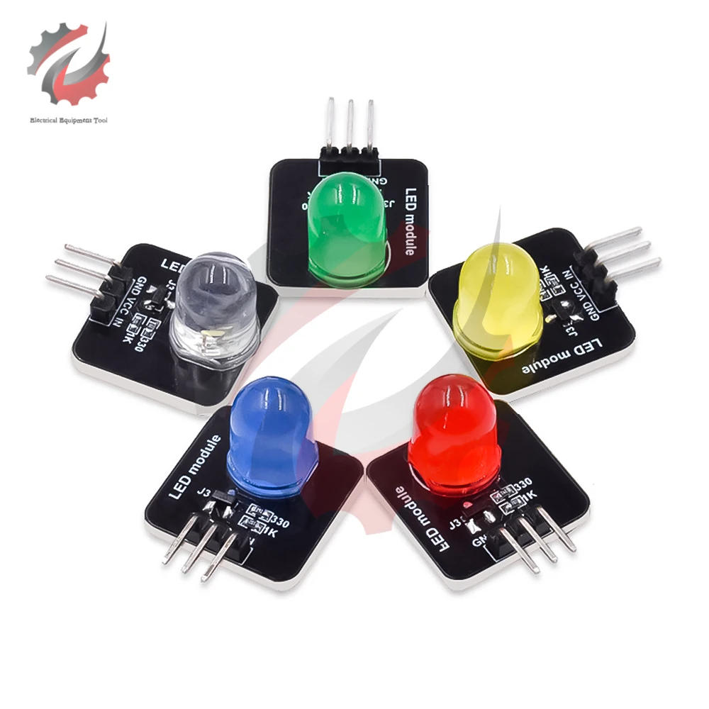 DC 3.3V-5V 10mm Luminous LED Module LED Light Sensor Indicator Light  Light-emitting Module for Arduino Microcontroller Control