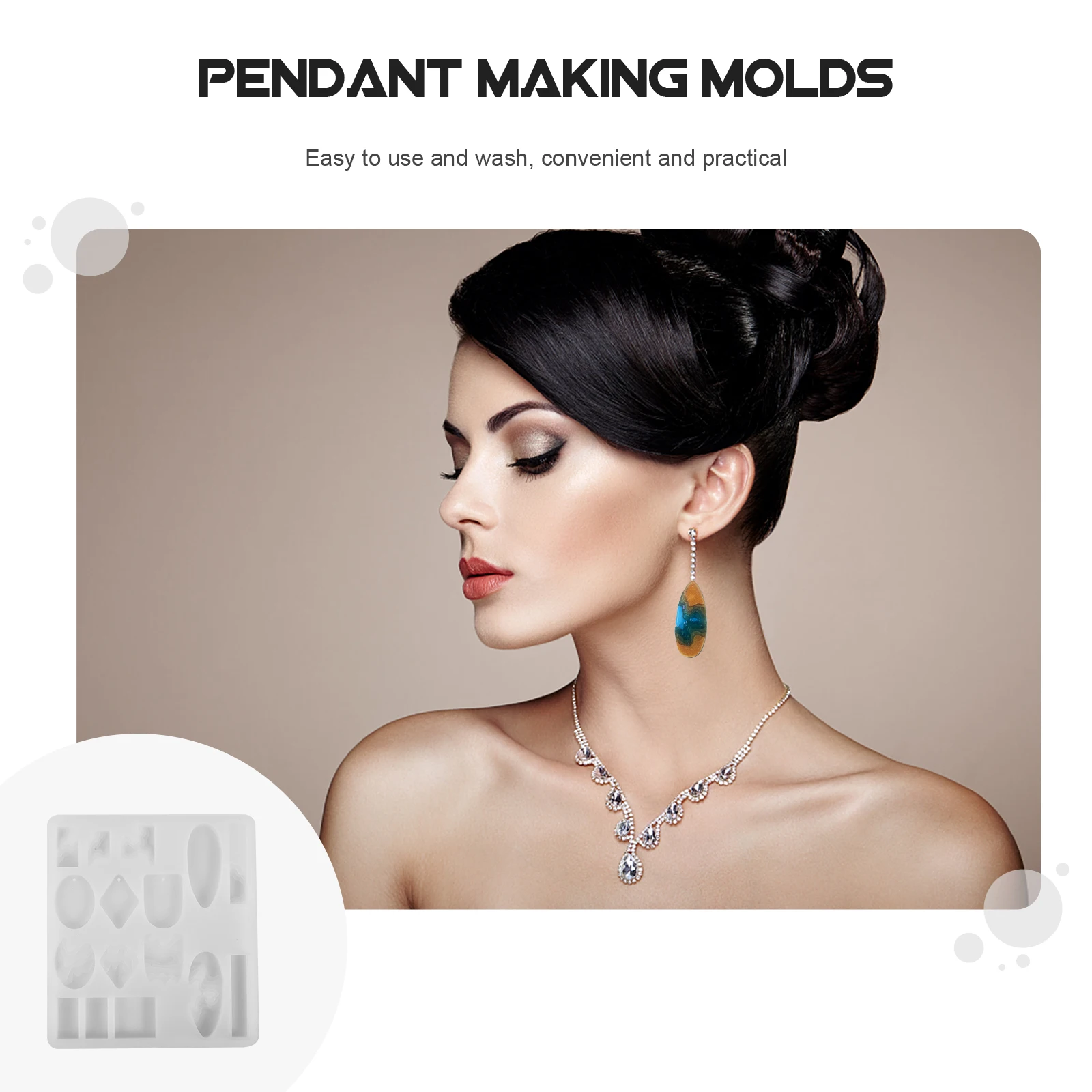 

Crystal Glue Earring Mold Silicone DIY Pendant Epoxy Molds Crafts Jewelry Hanging Creative Non Stick Easy Separate Practical