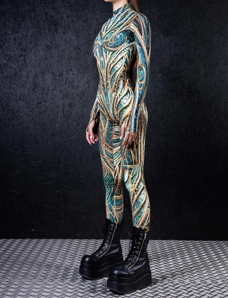 Erwachsenen-Druckkostüm für Halloween-Cosplay, 3D-Digital-Bedruckter Jumpsuit, Catsuit, Aerial-Yoga-Performance-Bühnenkostüm – Detail 4
