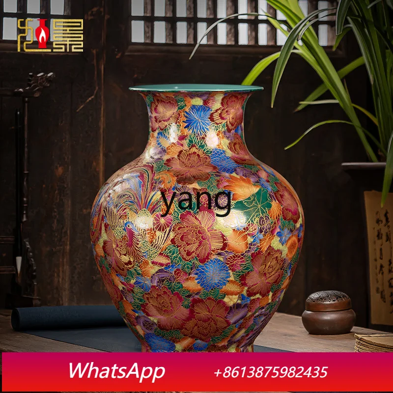 

MMCeramic Vase Enamel Colorful Porcelain Bottle New Chinese Living Room TV Cabinet Decoration