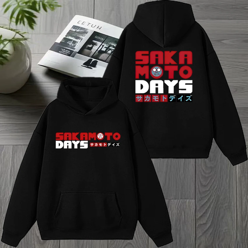 Anime Sakamoto Days Double Sided Print Hoodie, Unisex Harajuku Cartoon Fleece Pullover Sweatshirt, Men Women Casual Streetwear